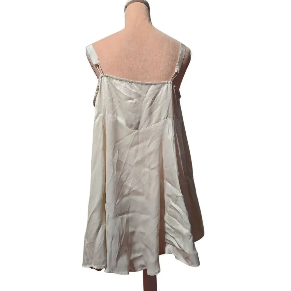Free People White Satin Mini Slip Dress